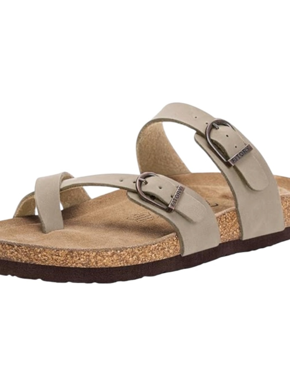 White Mountain Women's Two-Strap Buckle Sandals in Taupe Size 7 NWOB